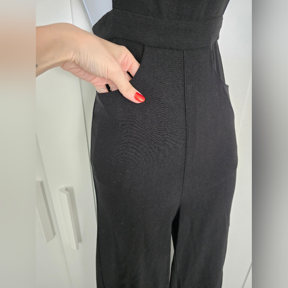 NWOT Collectif Kayden Black Bengaline Dungaree Overalls XXS - Picture 6 of 11